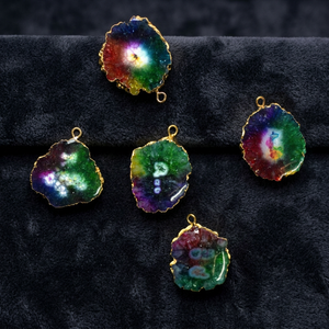 Solar Quartz Electroplated Natural Gemstone Pendant Handmade Healing 1-1.5 Inches 20-40 Grams - Product Image 3