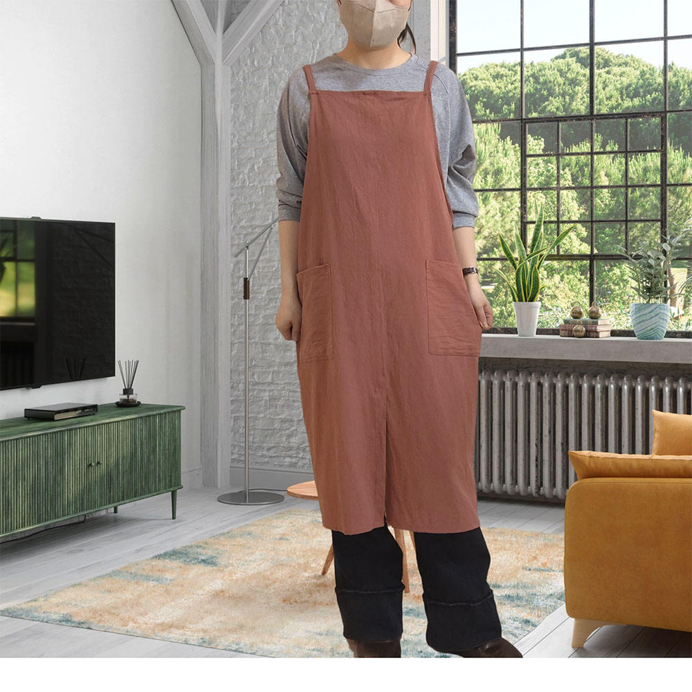 Brick red cotton linen fine shoulder strap with slit