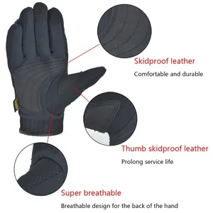 Top Qualité Flexible Pouce Hommes Moto Travail D'hiver En Cuir Imperméable Sécurité Conducteur Gants Personnaliser Logo En Gros - Product Image 5