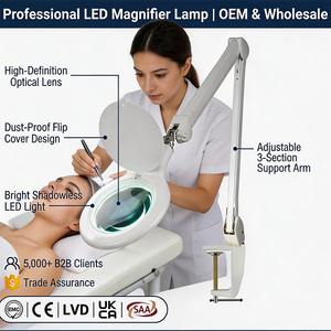 Adjustable 3 Section Arm LED <b>Clamp</b> Lamp with HD Optical Lens and Shadowless <b>Light</b> for Repair and Crafts - Product Image 1