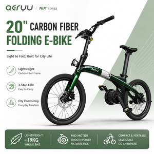 Bicicleta Eléctrica Plegable QERYU de 20 Pulgadas con Motor Central de Fibra de Carbono, Ligera y Portátil para Desplazamientos Urbanos - Product Image 1