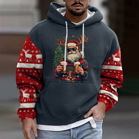 Sudadera con Capucha para Hombre, Estampado Digital, Estilo Urbano Europeo Americano, Juvenil, Otoño/Invierno, 100% Poliéster