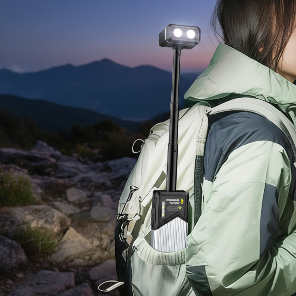 New Style High Brightness Adjustable LED Rechargeable Portable IP44 Rated Camping Telescopic Rotatable Work Light Flashlight