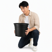 Pots de fleurs en plastique PP noir de 1 à 25 gallons pour pépinières, fabriqués par des usines OEM/ODM, durables, légers, avec trou de drainage pour jardin intérieur/extérieur