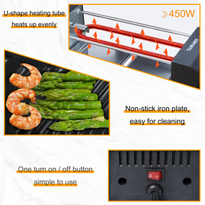 Grill coréen électrique d'intérieur, <span class=keywords><strong>raclette</strong></span> <span class=keywords><strong>à</strong></span> fromage, plaque en marbre détachable avec surface antiadhésive, 380W - Product Image 5