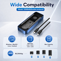 Carcasa DiTaiJia DEM040 para SSD M.2 con Ventilador de Enfriamiento Activo, Doble Protocolo, 10Gbps USB3.2 Gen2, Carcasa de Aluminio, Compatible con NVMe SATA PCIe Gen3