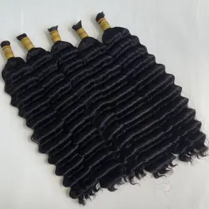 100% cabelo humano trançado sem ervas cabelo a granel pacotes de cabelo para trança desenho duplo