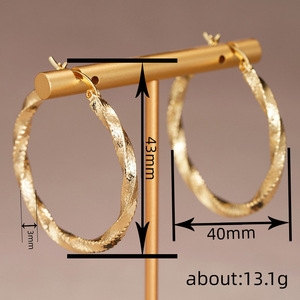 Orecchini a Cerchio in Metallo Texturizzato per Donne, Gioielli alla Moda Trendy Y2K - Product Image 4