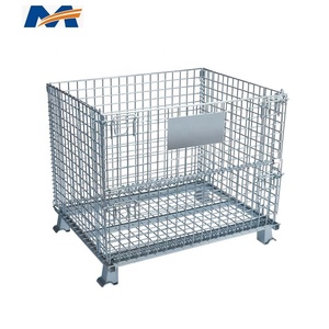 Depo depolama katlanabilir <span class=keywords><strong>Metal</strong></span> tozu kaplama tel Mesh palet depolama kafesi <span class=keywords><strong>Metal</strong></span> katlanır saklama kutusu tel örgü konteyner - Product Image 1