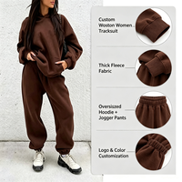 Ensemble de survêtement 2 pièces personnalisé pour femme en molleton bouclette épais, comprenant un sweat à capuche oversize et un pantalon de jogging, tenue de sport décontractée