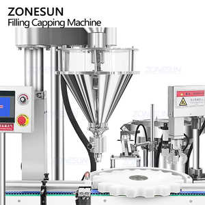 เครื่องบรรจุผงแบบอัตโนมัติ ZONESUN ZS-AFC51 แบบโมโนบล็อก พร้อมระบบโรตารี่เซอร์โว สำหรับบรรจุชาเขียว นม โกโก้ และเครื่องปรุงรสในขวด พร้อมฝาปิด - Product Image 2