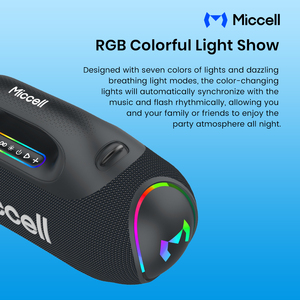 ลำโพงกันน้ำ Miccell พร้อมระบบเชื่อมต่อ TWS และแบตเตอรี่ 4500mAh เหมาะสำหรับการเดินทางไปชายหาด นักเดินทาง และความบันเทิงภายในบ้าน - Product Image 4
