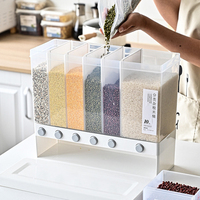 Distributeur automatique de riz et d'aliments secs en plastique, grande capacité (6-10L), contrôle de sortie précis, design carré, couvercle amovible pour