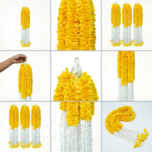 Artificial Yellow and <b>White</b> Flower Garland Decorative <b>Hanging</b> Floral Mala for Wedding Festival Temple Event Decoration - Product Image 4