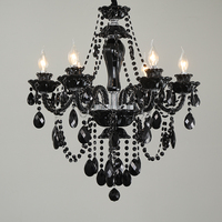 Lustre en cristal K9 contemporain noir, lampe simple et décorative, éclairage d'intérieur, pour salon et chambre à coucher