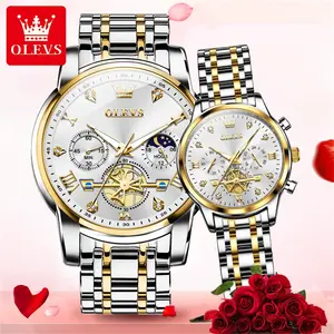 OLEVS 2897 Lover Quartz Rejoles Watches Wristwatches Waterproof Custom Design Couple China Stainless Steel Couple Watch