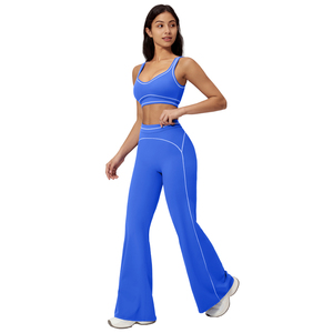 Ensemble <span class=keywords><strong>de</strong></span> <span class=keywords><strong>sport</strong></span> pour <span class=keywords><strong>femme</strong></span> : Soutien-gorge <span class=keywords><strong>de</strong></span> <span class=keywords><strong>sport</strong></span> ample avec poches, pantalon <span class=keywords><strong>de</strong></span> <span class=keywords><strong>survêtement</strong></span> droit taille haute, leggings et ensemble <span class=keywords><strong>de</strong></span> yoga bicolore - Product Image 3