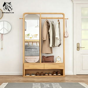 furniture factory good price customize huge stock eco-friendly floor mirror new designed bedroom furniture wood mirror coat rack - Product Image 2