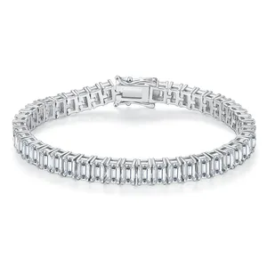 Bất D Màu 3*5Mm 0.5ct Gra Số Lượng Lớn Vvs Đồ Trang Sức Phụ Nữ Người Đàn Ông Moissanite Tennis Vòng Đeo Tay 925 Sterling Silver Bạc