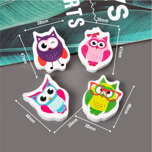 Personalizado impreso Kawaii lindo búho Animal borrador espalda escuela papelería conjunto supermercado europeo un <span class=keywords><strong>euro</strong></span> artículo TPR Material lápiz - Product Image 2