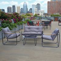 Ensemble de jardin en acier 4 pièces tout temps, mobilier de patio extérieur confortable, canapé en métal durable, designs pour salon et salle à manger