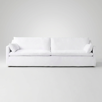 Canapé de luxe au design épuré, prix de gros, structure en bois, accoudoirs inclinés, 2 coussins et 2 oreillers décoratifs pour salon