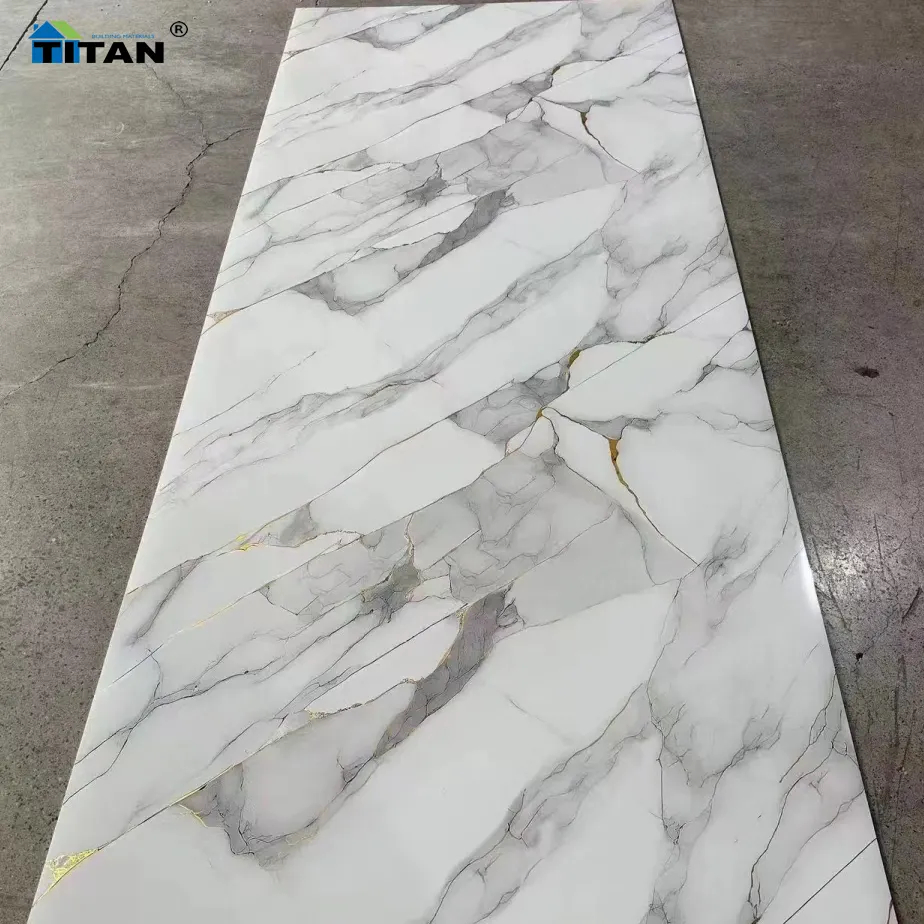 Folha de PVC de mármore Folha de plástico laminado UV Folha de mármore laminado de PVC marmore Decorativo 120*120
