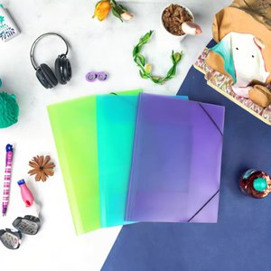 Chất lượng tốt giá thấp nhựa mở rộng thư mục tập tin với ban nhạc đàn hồi 3 gói tài liệu tổ chức cho văn phòng - Product Image 5