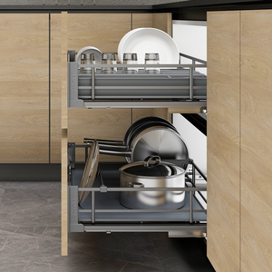 Tiroir de rangement multifonctionnel en métal pour vaisselle, à monter sur armoire, avec panier coulissant pour cuisine domestique - Product Image 2