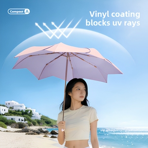 Ombrello Pieghevole a Tre Sezioni con Manico in Plastica, Protezione UV, Regalo Pubblicitario, Parasole con Logo Stampabile - Product Image 1
