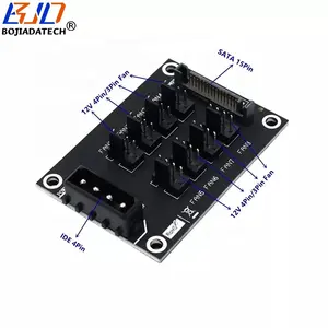 Factory Wholesale Price 8 Ways 4Pin 3Pin 12V PWM Fan Hub Controller Board With SATA & Molex Power Connector