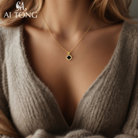 Colliers et Chaînes de Mode Ajustables en Plaqué Or 18 Carats, avec Pendentif Trèfle, Bijoux Amicaux Simples et de Luxe Léger pour Femmes