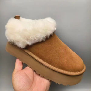 Botas de nieve de invierno para mujer, mocasines de punta redonda de alta calidad, zapatos de mujer con suela gruesa de lana que aumentan la altura, zapatos de algodón - Product Image 3