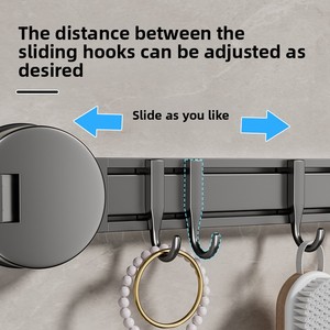 Suction Cup <b>Hook</b> Strong Bearing Adhesive Space Aluminum Wall-Mounted Punch-Free <b>Bathroom</b> Door Back Hanging Clothes - Product Image 4