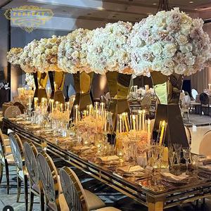Centros de mesa dorados de Metal de nuevo diseño para decoración de mesa de boda polígono banquete fiesta candelabros centros de mesa - Product Image 3