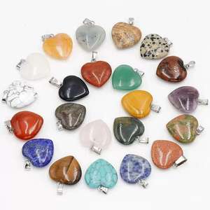 Liontin hati Kristal Quartz mawar <span class=keywords><strong>Obsidian</strong></span> alami 20mm perhiasan Reiki dengan batu permata kerajinan kristal lainnya - Product Image 2