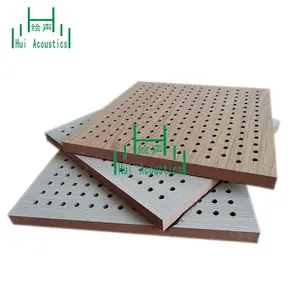 Wooden Perforated Soundproofing Material Laminated Melamine MDF Board Wooden Perforated Interior Wall Acoustical Block