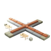 Ensemble de canapés modulaires en cuir pour salle d'attente - Canapé d'angle confortable en tissu au design moderne