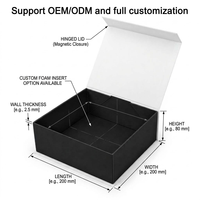 Ensemble de maquillage et de soins de la peau de luxe sur mesure noir et blanc, boîte rigide pliable à fermeture magnétique avec insert