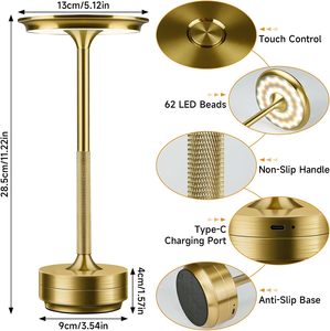 Lampe de table LED sans fil à <span class=keywords><strong>prix</strong></span> avantageux, en aluminium, moderne, rechargeable, portable, pour restaurant, lampe de bureau de luxe - Product Image 5