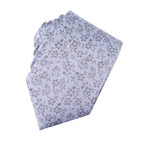 Dasi Sutra Jacquard Satin Mewah Tahan Lama Label Pribadi Biru Oem Motif Bunga Buatan Tangan Grosir