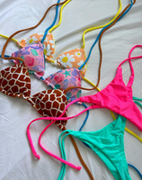 Maillot de bain bikini 2 pièces personnalisé en Spandex/Polyester de haute qualité, avec haut halter et string à lacets, respirant et à séchage rapide pour femme