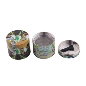 国境を越えたホットセール 40MM 亜鉛合金製 全面UV印刷 グラインダー 喫煙具 在庫あり クリエイティブなフラット4層ポータブル - Product Image 3