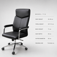 Chaise de bureau exécutive en cuir PU ergonomique réglable en hauteur, pivotante, pour conférence