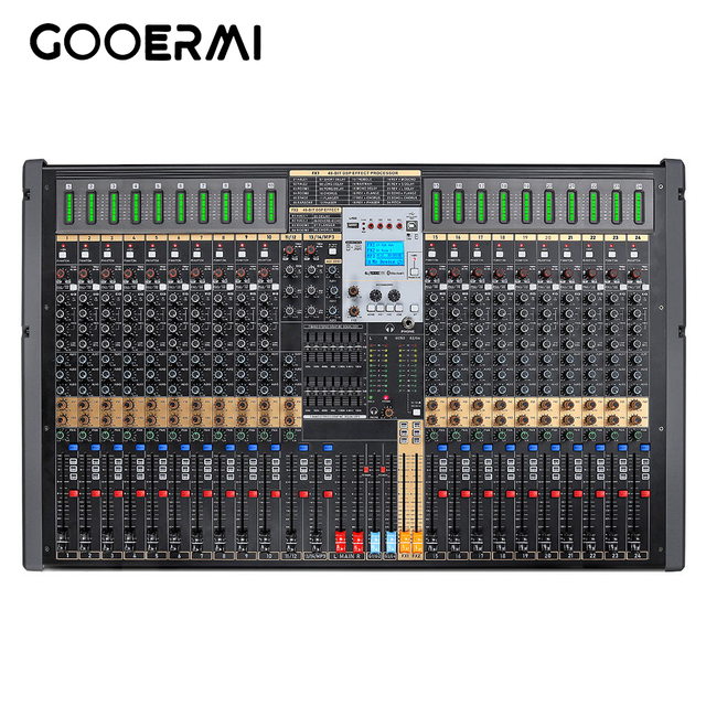 TFB-24 Professional 24-Channel Digital Mixing Console with Dual DSP Effects, BT, USB Recording, and Integrated Sound Card