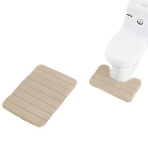 Cangming <b>Bath</b> <b>Mat</b> Set 2 Piece Gray Coral Fleece Anti Slip <b>Absorbent</b> Floor <b>Mat</b> For Bathroom Modern Style - Product Image 4