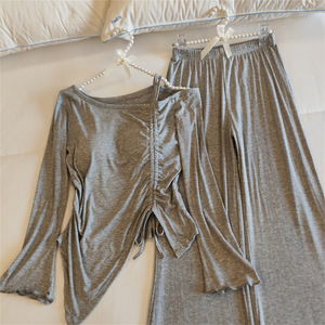 Meryjia Modal Flared Long Sleeve French Korean Style Pure Desire Style pyjama met borstkussentjes voor dames, homewear - Product Image 3