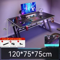 Bureau de jeu à domicile en fibre de carbone noir à deux sections, moderne et minimaliste, résistant à la saleté et robuste pour les chambres et les salles d'étude