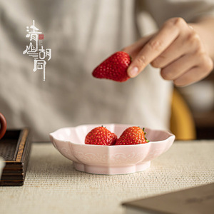 Plat en céramique en forme de fleur, plat à fruits en porcelaine pour cérémonie du thé, petit bol, plateau d'offrande - Product Image 3