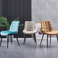 Chaise de Salle à Manger de Restaurant Moderne Luxe Nordique Vert Bleu Gris Rembourrée en Tissu Velours pour Table de Salle à Manger